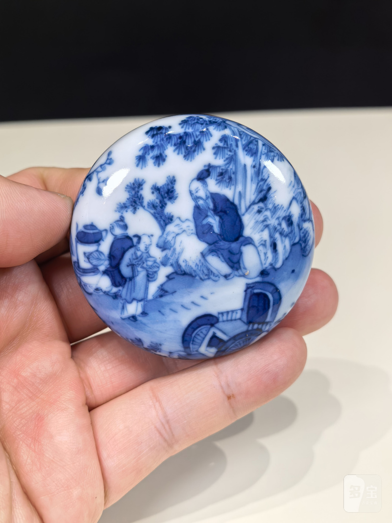 清中晚期 青花“卢仝清玩”烹茶图小茶叶罐 - 图16